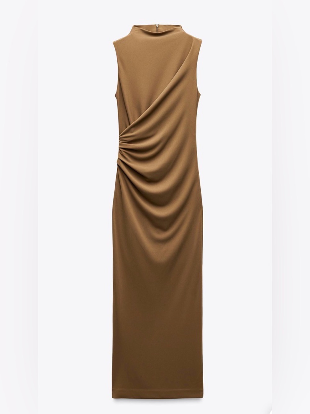 Zara Tan Draped Cocktail Dress